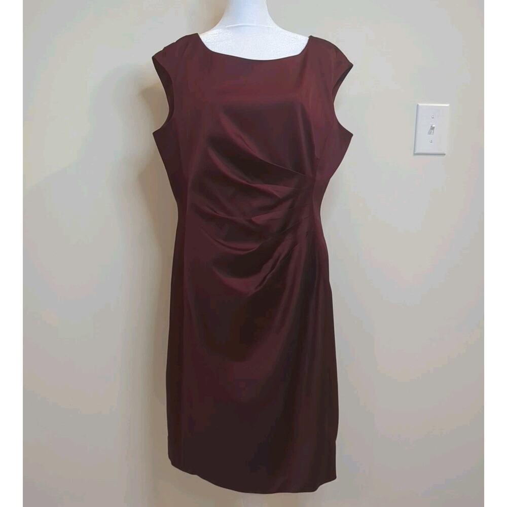 Lauren Ralph Lauren Wine Red Women’s 16 Satin Cocktail Party Dress Event Holiday